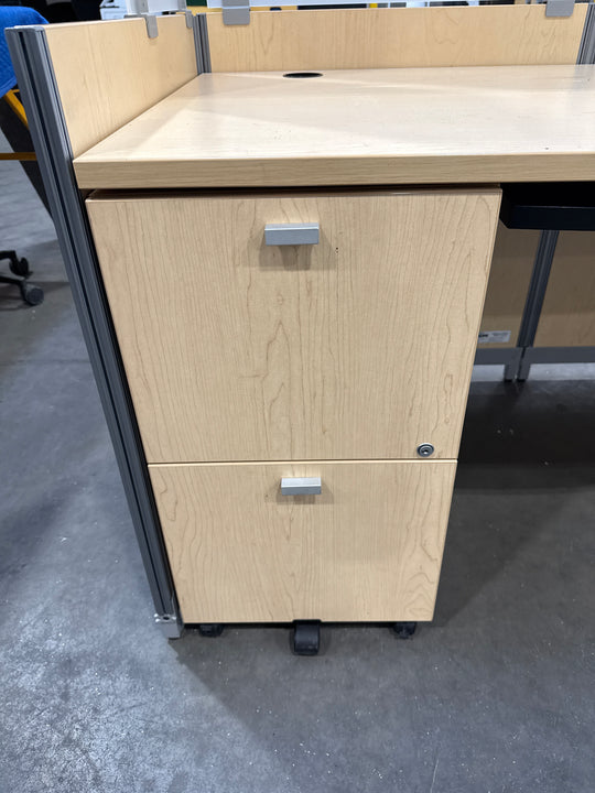 Straight Desk w/FF Ped and Privacy Screens
