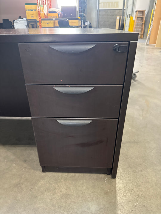 6' Bow Front Straight Desk w/BBF Ped