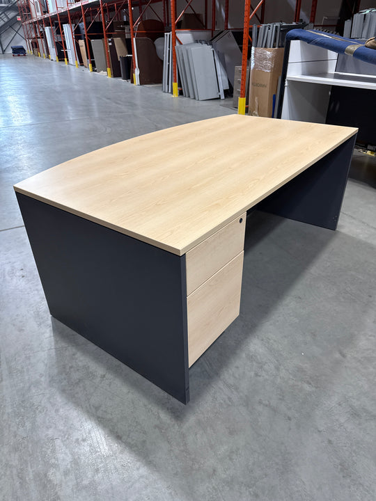 6’ Bow Front Straight Desk w/BF Ped