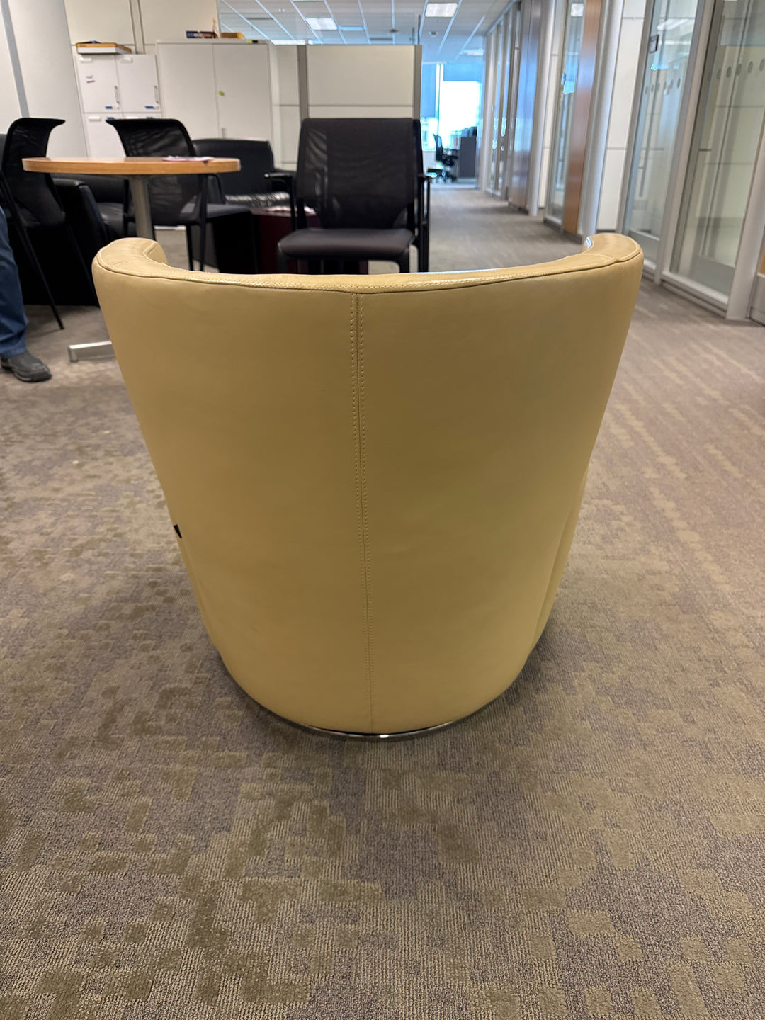 Leather Round Back Lounge Chair