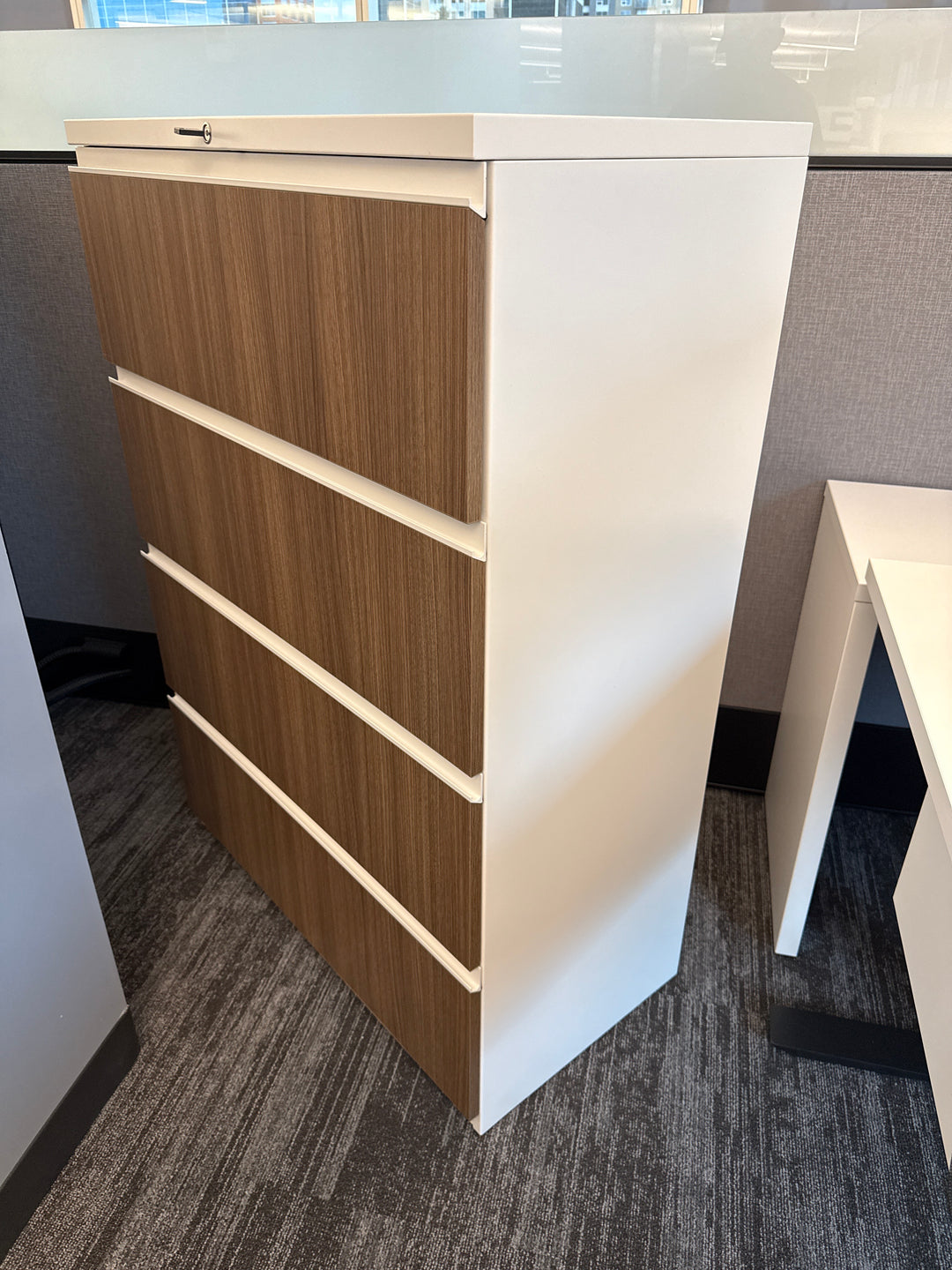 Haworth Metal 4-High Lateral File Cabinet w/Wood Fronts