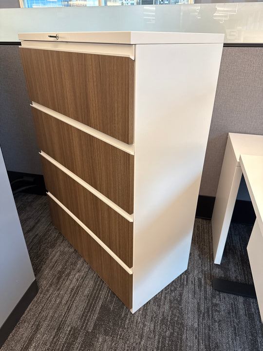 Haworth Metal 4-High Lateral File Cabinet w/Wood Fronts