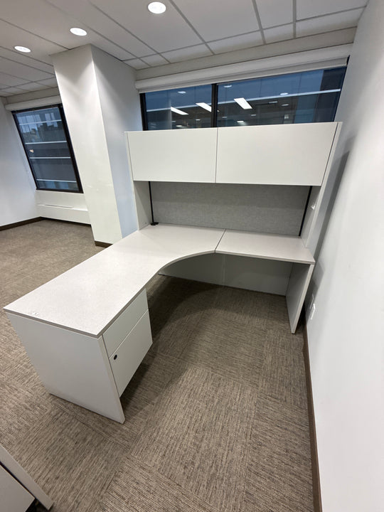 L-Shape Desk w/Hutch, BF Ped