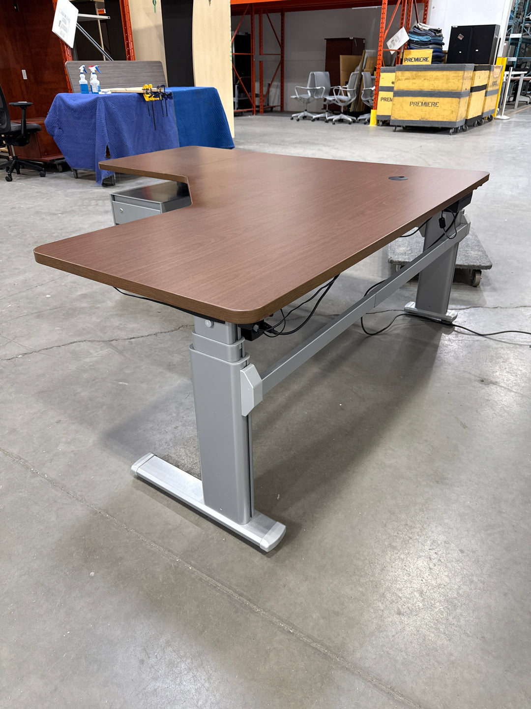 Steelcase L-Shape Electronic Height Adjustable Desk w/BF Ped