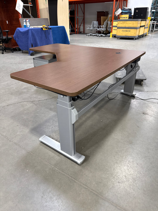 Steelcase L-Shape Electronic Height Adjustable Desk w/BF Ped