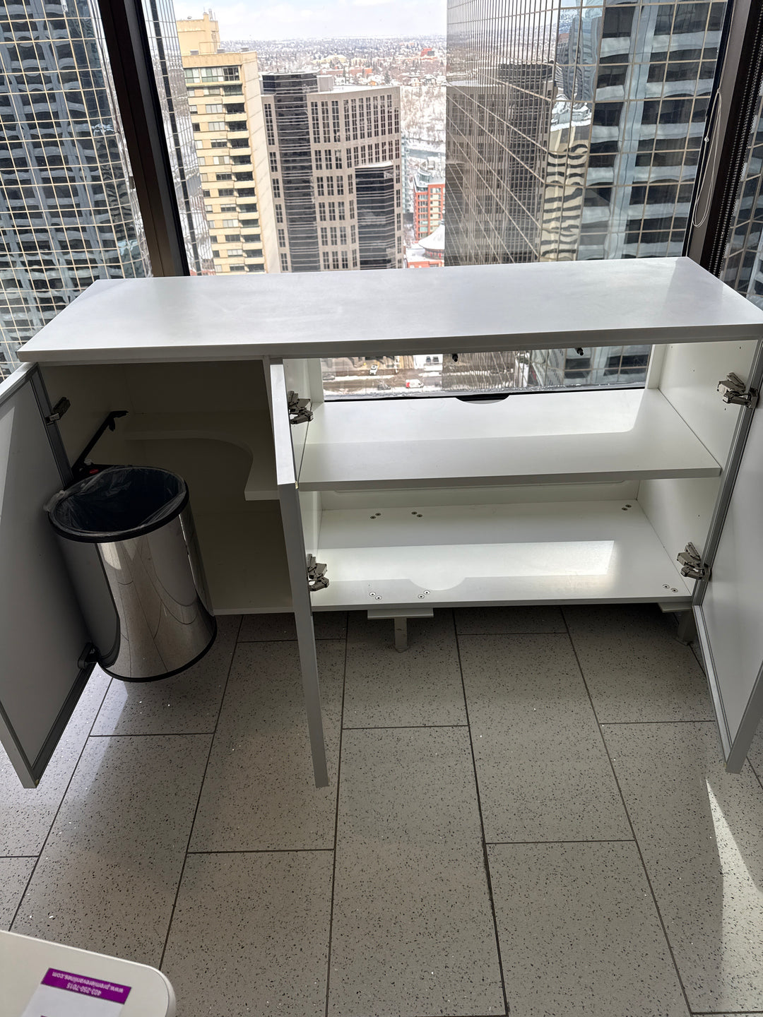 3-Door Credenza w/Garbage Drawer