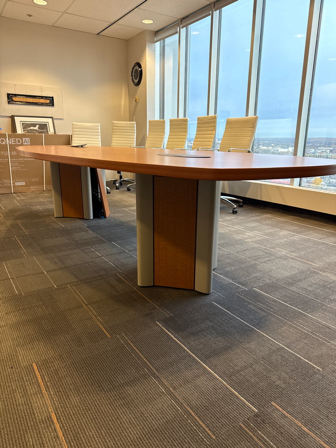 12' Boatshape Boardroom Table w/Electrical