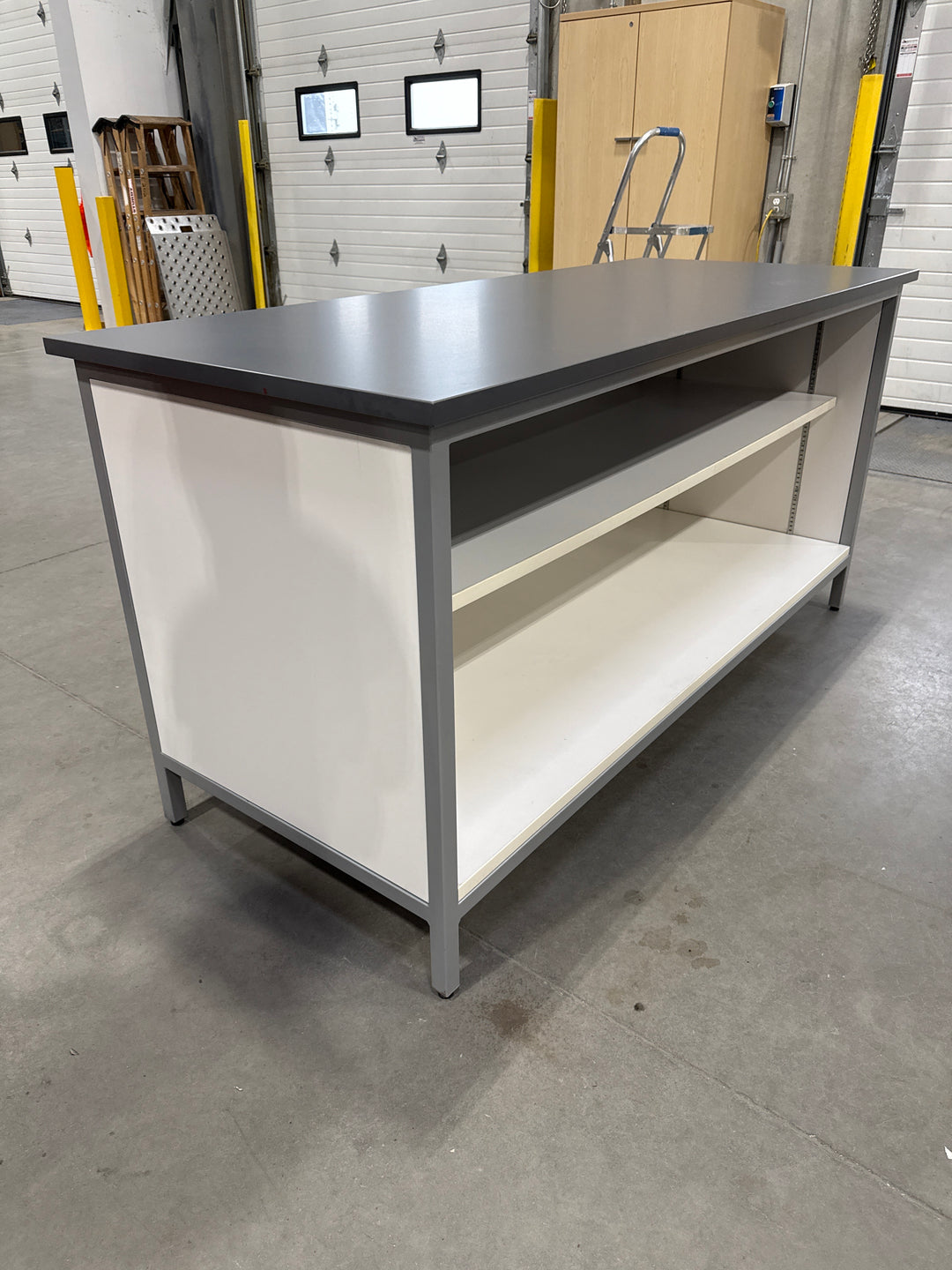 Wooden 2-High Open Counter Height Credenza