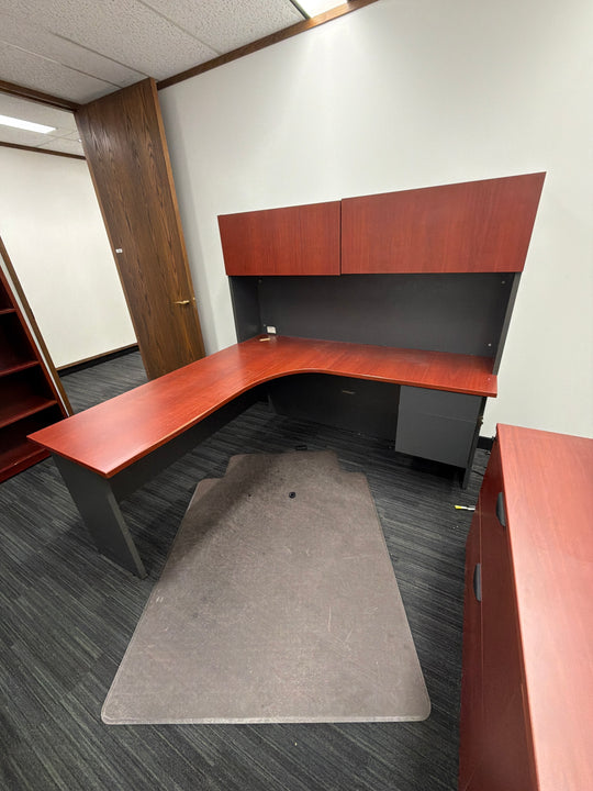 L-Shape Desk w/Hutch, BF Ped