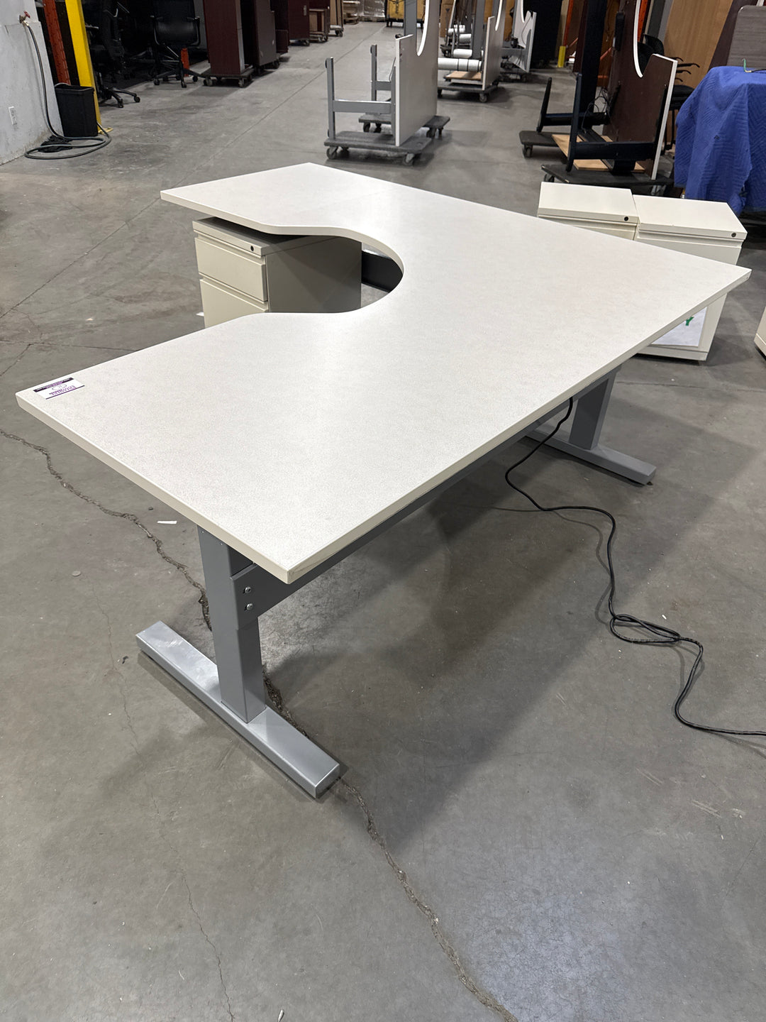 Haworth L-Shape Electronic Sit Stand Desk w/BF Ped