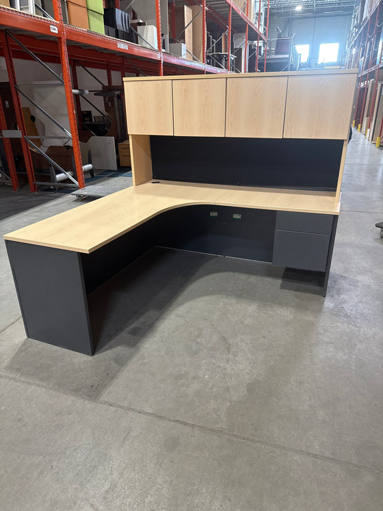 L-Shape Desk w/Hutch and BF Ped