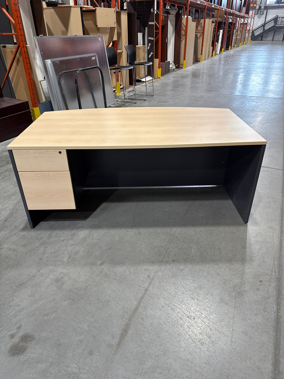 6’ Bow Front Straight Desk w/BF Ped