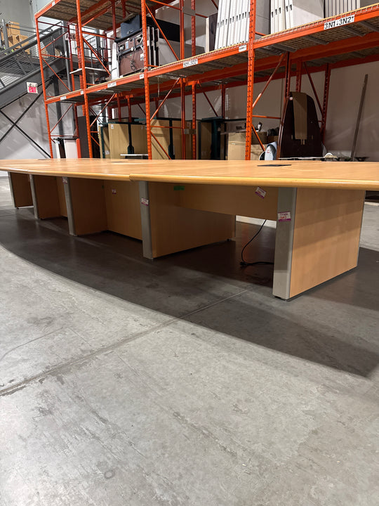 20’ Boatshape Boardroom Table w/Electrical