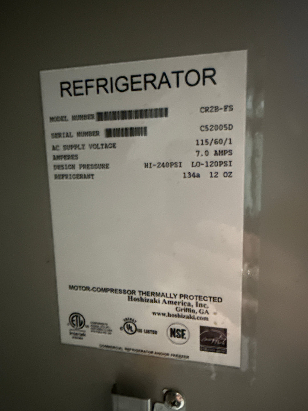 Hoshizaki Commercial Refrigerator