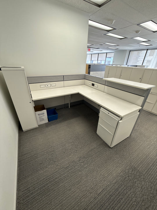 L-Shape Reception Desk w/Wardrobe and BBF Ped