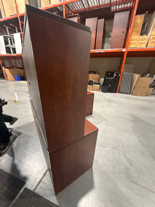 L-Shape Desk w/Hutch, BBF and FF Ped (Hutch on Desk)