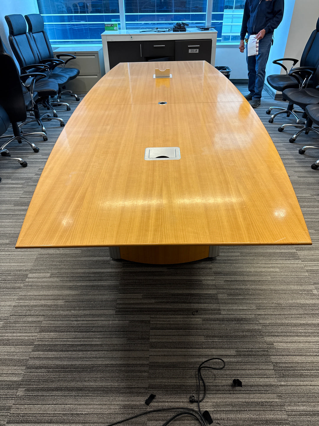 11’ Boatshape Boardroom Table w/Electrical