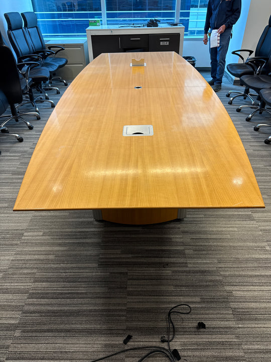 11’ Boatshape Boardroom Table w/Electrical