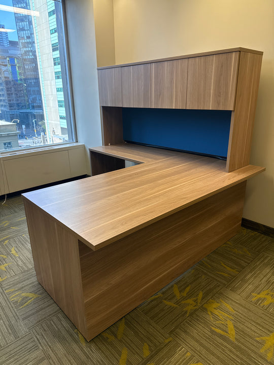 Steelcase L-Shape Desk w/Hutch, BBF Ped
