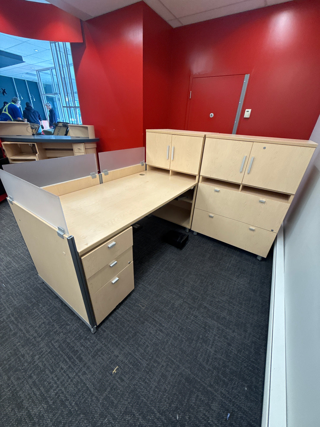 L-Shape Desk w/Combo Cabinets