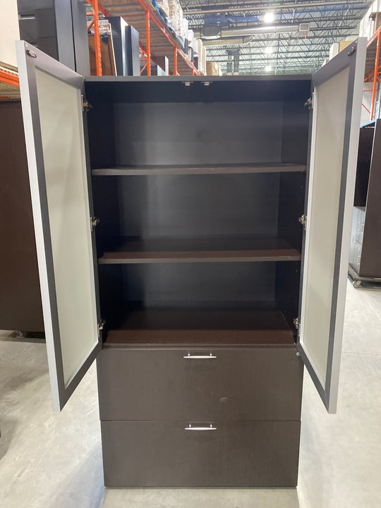 2-Door 2-Drawer Combo w/Glass Doors