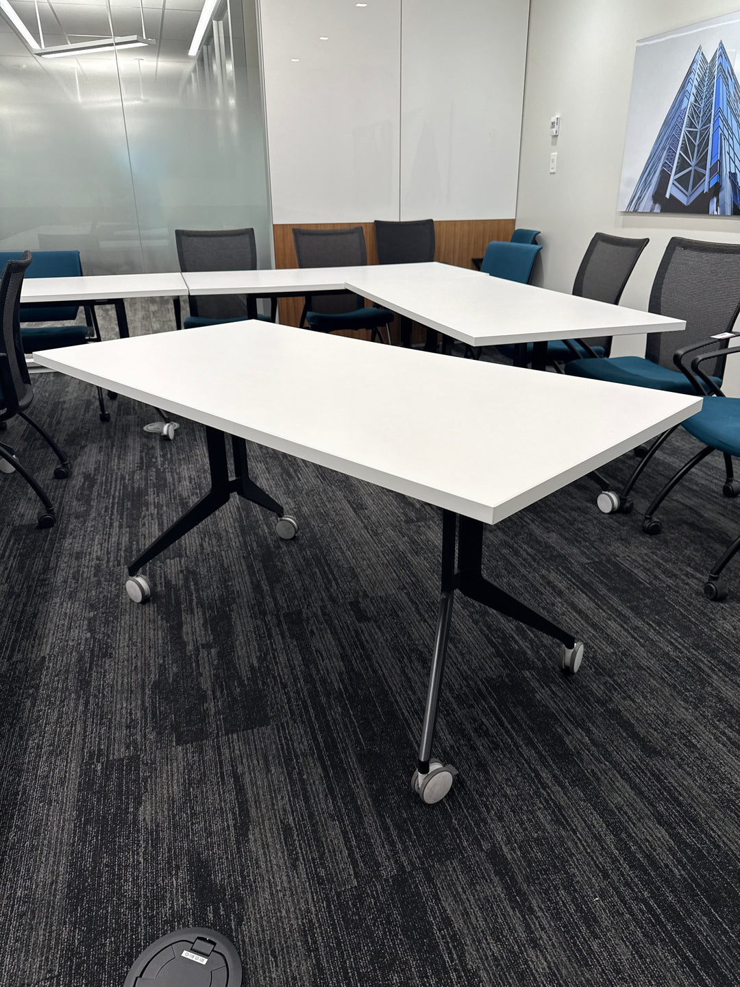 5' Haworth Mobile Flip Top Table