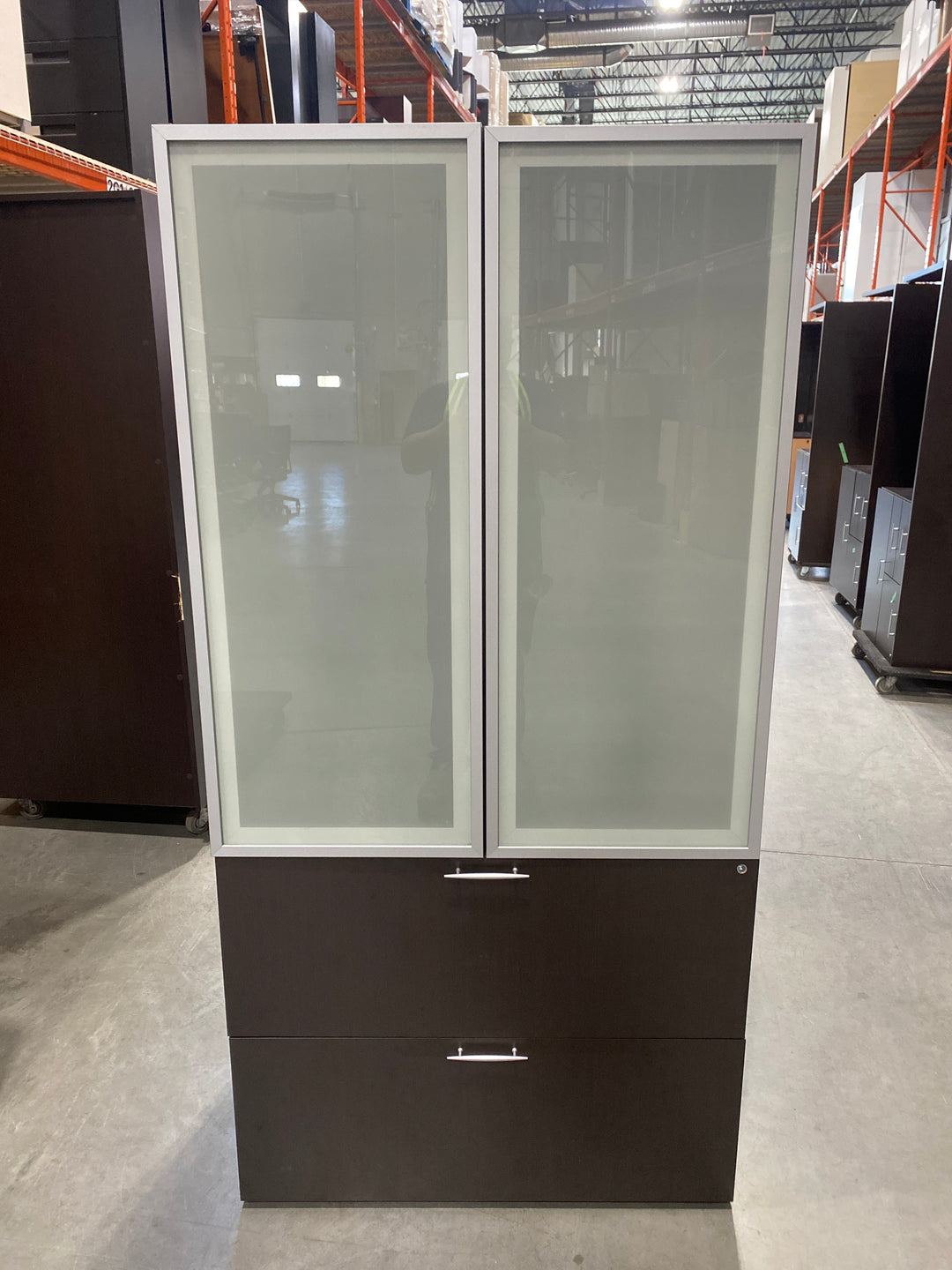 2-Door 2-Drawer Combo w/Glass Doors
