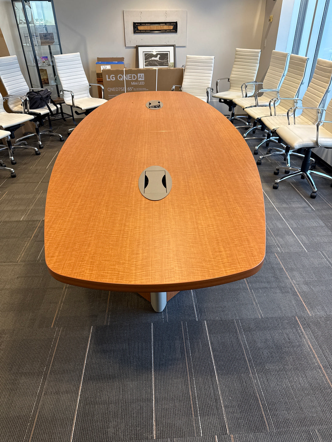 12' Boatshape Boardroom Table w/Electrical