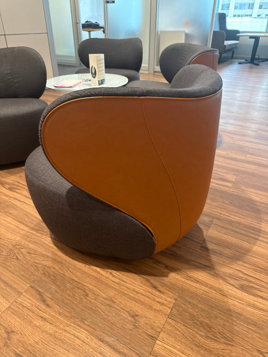 Fabric/Leather Swivel Occasional Chair