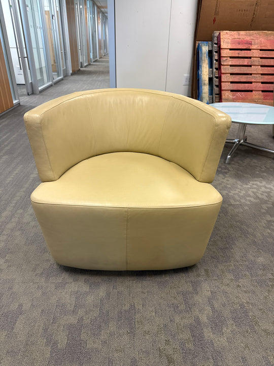Leather Round Back Lounge Chair