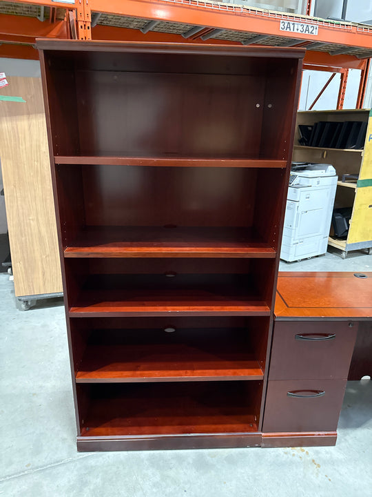 Executive L-Shape Suite w/BBF, FF Peds, Credenza and Bookcase