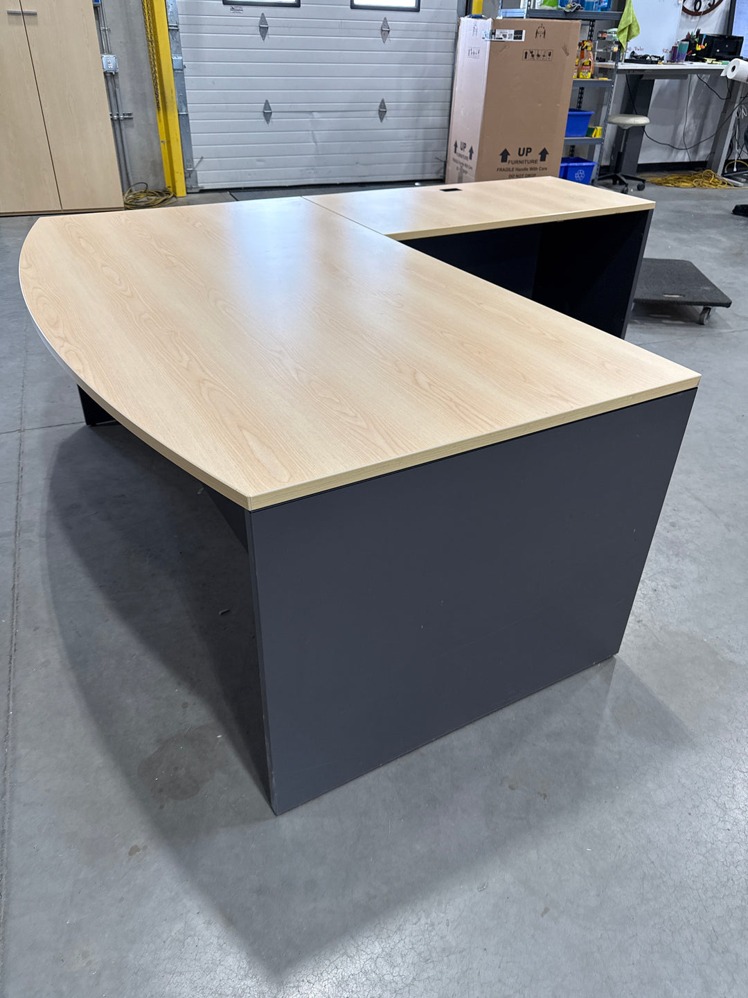 Bow Front L-Shape Desk w/BBF Ped
