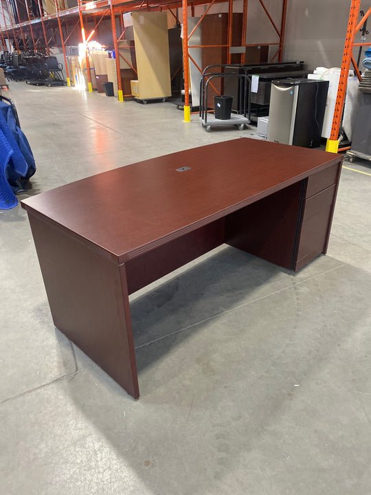 6' Bow Front Straight Desk w/BBF Ped