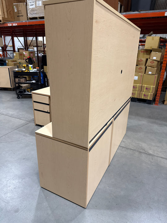 L-Shape Desk w/Hutch and BBF Ped