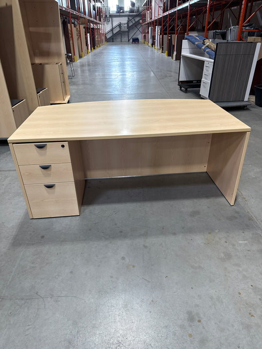6’ Bow Front Straight Desk w/BBF Ped