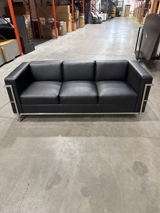 Leather 3 Seat Sofa w/Metal Frame