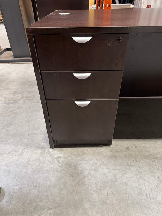 6' Bow Front Straight Desk w/BBF Ped