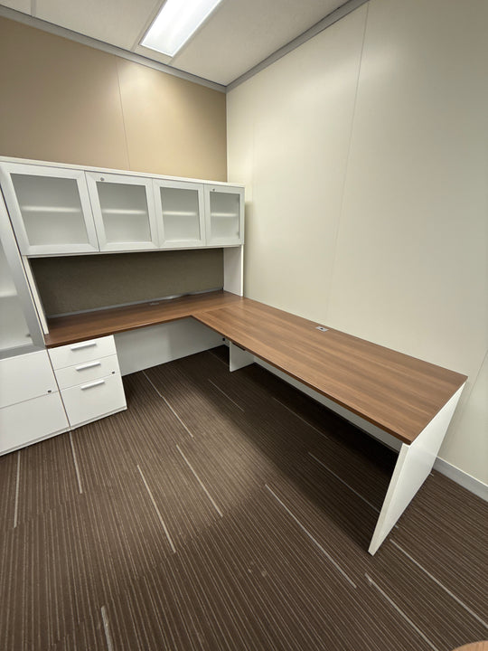 L-Shape Desk w/Hutch, BBF Ped