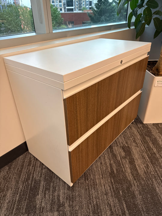 Haworth Metal 2-High Lateral File Cabinet w/Wood Fronts