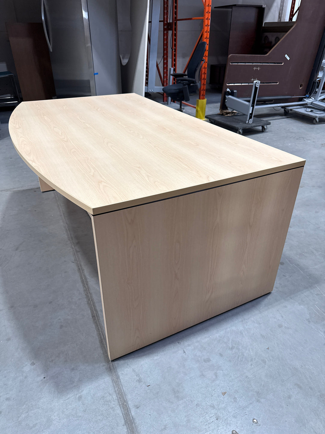 6’ Bow Front Straight Desk w/BBF Ped