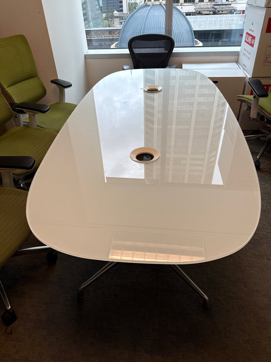 7’ Glass Top Boardroom Table