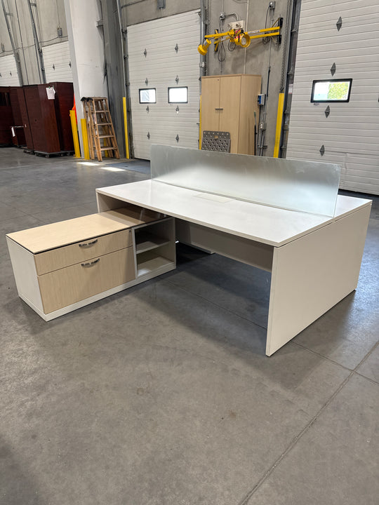 2-Person L-Shape Desk w/Lower Credenza