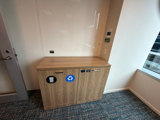 Wooden Garbage/Recycling Credenza