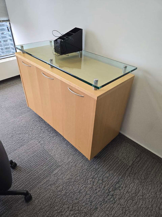 3-Door Credenza w/Glass Top