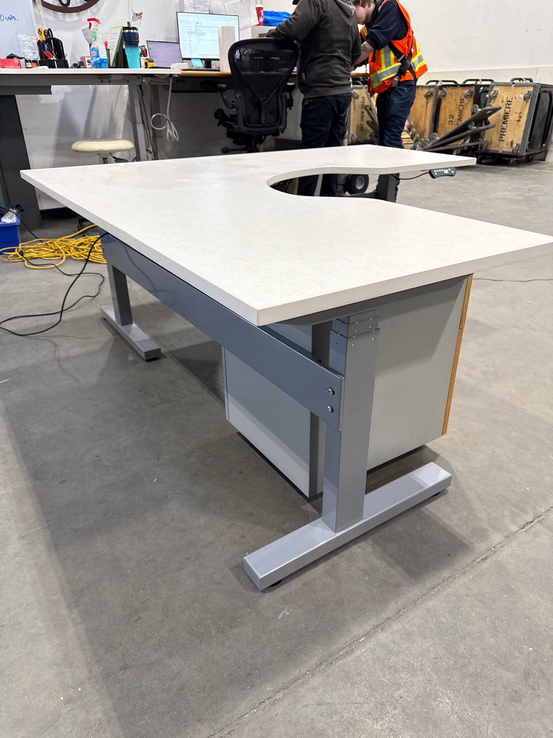 Haworth L-Shape Electronic Sit Stand Desk w/BF Ped