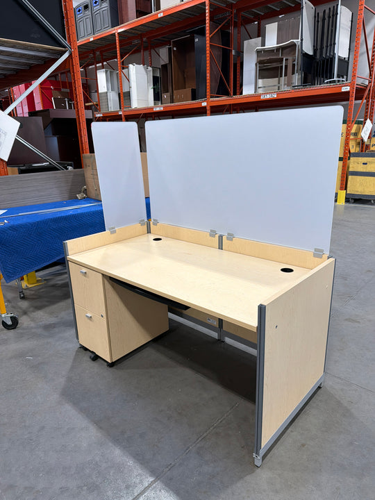 Straight Desk w/FF Ped and Privacy Screens