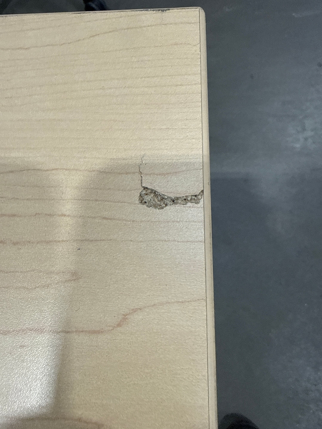 L-Shape Desk w/BBF Ped (Chips and Bubble on Surface)