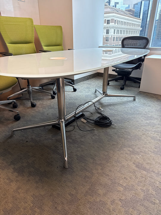 7’ Glass Top Boardroom Table