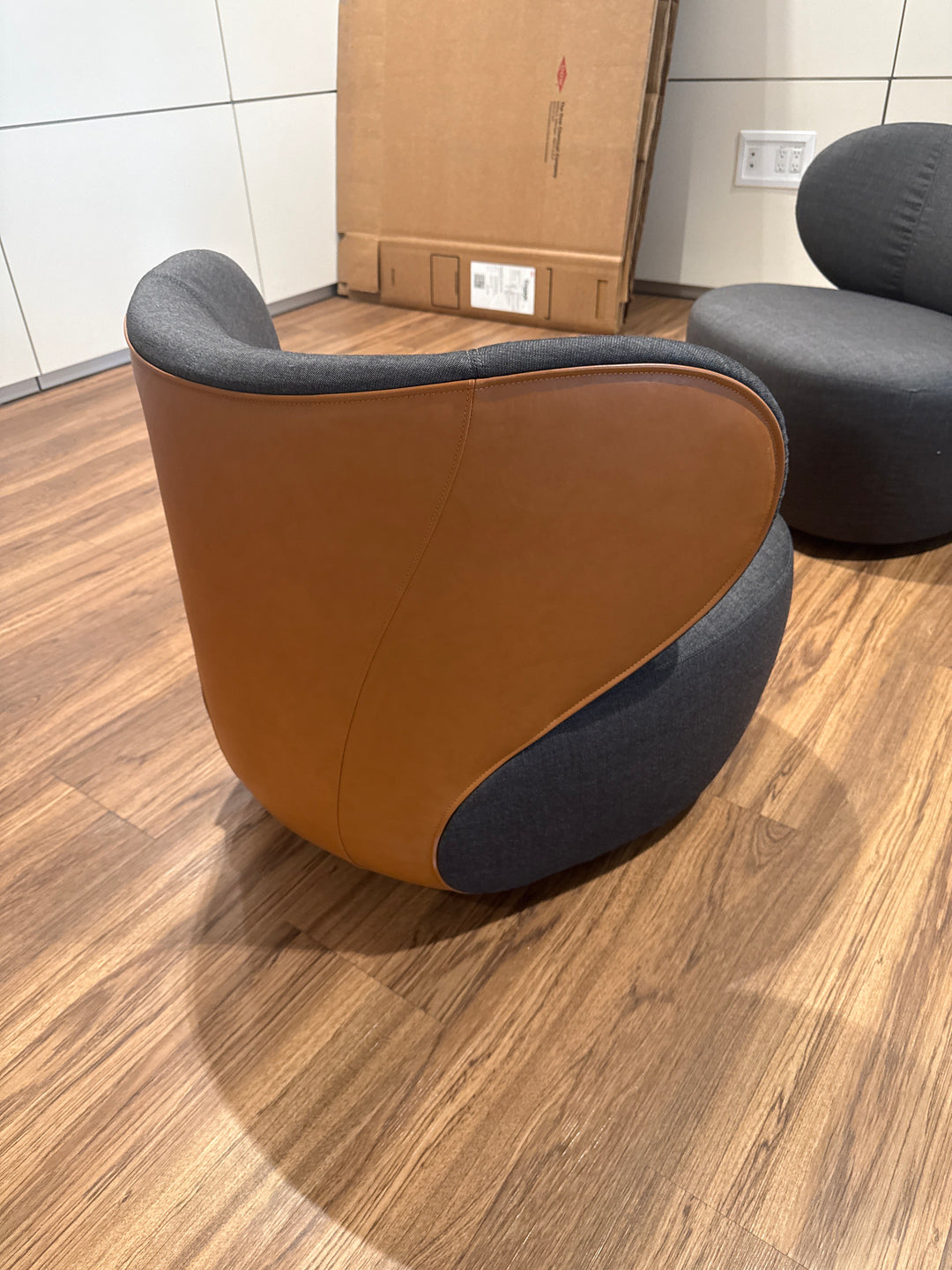 Fabric/Leather Swivel Occasional Chair