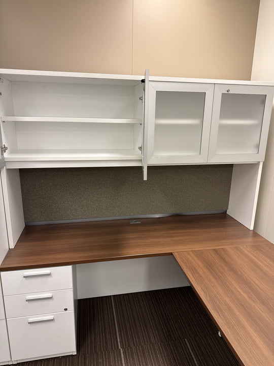 L-Shape Desk w/Hutch, BBF Ped